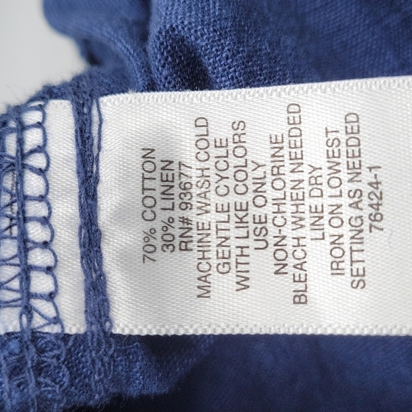 Liz Claiborne Blue Linen Wide Leg Crop Capris Pants size Large - Picture 10 of 10